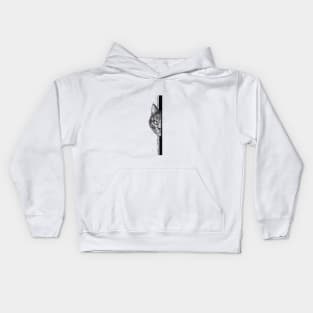 Black and White illustration of hidden cat Kids Hoodie